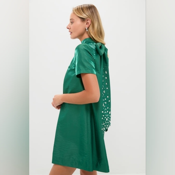 NWT Hyacinth House Green Taffeta Embellished Ashton Bow Dress Size XL